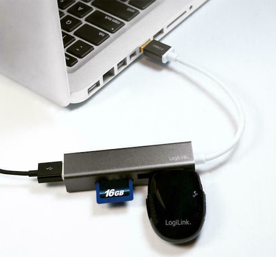 LogiLink Hub USB 3 Porturi USB 3.0 Cu Conectare USB-A Argintiu