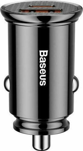 Baseus Car Charger 30W 5A with Ports: 1xUSB 1xType-C Black Color