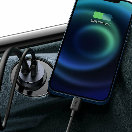 Baseus Share Together Φορτιστής Αυτοκινήτου 120W Γρήγορης Φόρτισης με Θύρες: 2xUSB 2xType-C Γκρι Χρώμα