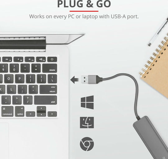 Trust Halyx Hub 4 Θυρών USB 3.0 με σύνδεση USB-A