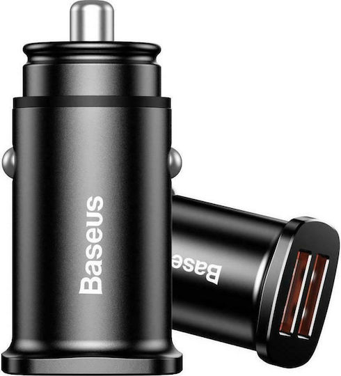 Baseus Auto-Ladegerät 3.1A Schnellladung mit Anschlüssen: 2xUSB Schwarz Farbe