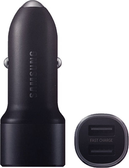Samsung Dual Car Charger Φορτιστής Αυτοκινήτου 15W 2A Γρήγορης Φόρτισης με Θύρες: 2xUSB Μαύρο Χρώμα