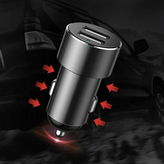 Baseus High Efficiency 2in1 Φορτιστής Αυτοκινήτου 3.1A με Θύρες: 2xUSB 2xΑναπτήρα Μαύρο Χρώμα
