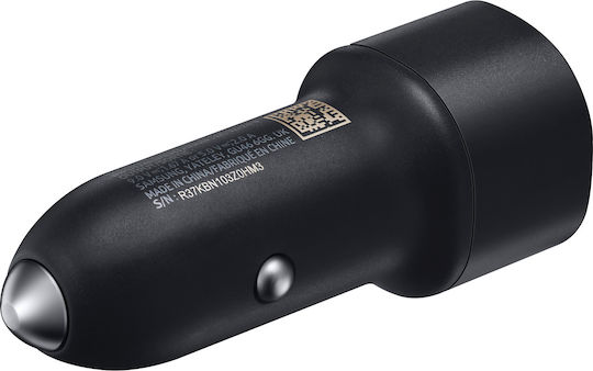 Samsung Dual Car Charger Φορτιστής Αυτοκινήτου 15W 2A Γρήγορης Φόρτισης με Θύρες: 2xUSB Μαύρο Χρώμα