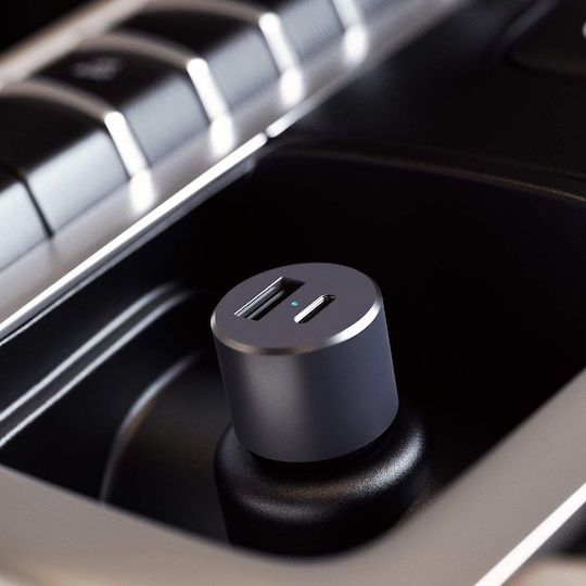 Satechi Car Charger 72W 3A with Ports 1xUSB 1xType-C Black Colour