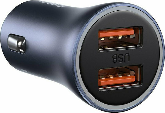 Baseus Auto-Ladegerät 40W 3A Schnellladung mit Anschlüssen: 2xUSB Gray Farbe