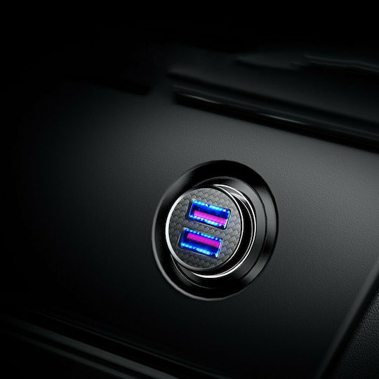 Baseus Auto-Ladegerät 30W 5A Schnellladen mit Anschlüssen 2xUSB-A Weißes Farbe