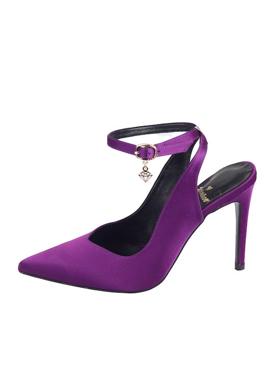 Pointed Toe Heel with Strap Purple M03-14482-41