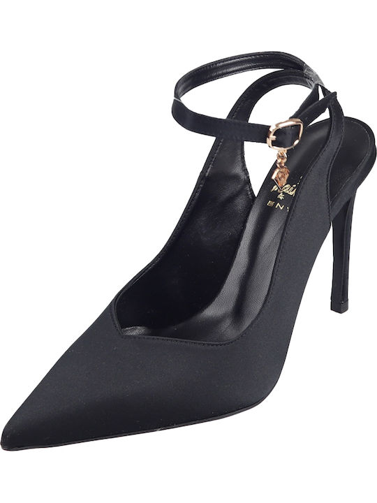 Pointed Toe Heel with Stiletto Heel & Strap Black M03-14482-34