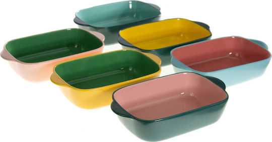 Viosarp Rectangular Vas de Gătit Rezistent la Căldură Ceramică 22x13x5cm 1buc Petrol-Pink