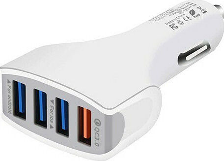 Vega Faston Car Charger 35W 7A Fast Charging with Ports: 4xUSB White Color