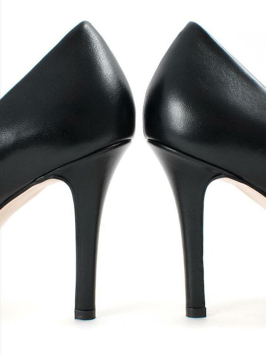 Leather Pointed Toe Stiletto Black High Heels