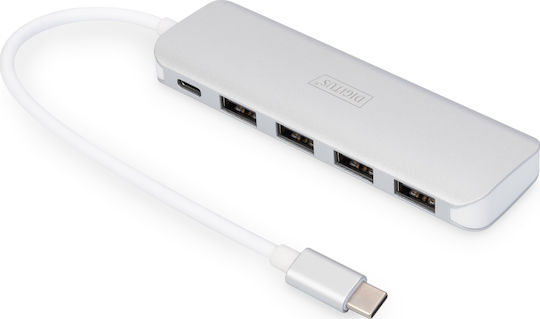 Digitus USB Хъб 5 Порта USB 3.0 с USB-C Връзка Сребрист