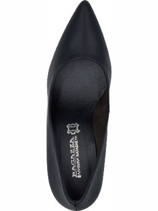 Leather Pointed Toe Blue High Heels