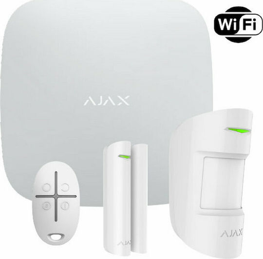 Ajax Systems StarterKit Plus Wireless Alarm System with Motion Detector , Door Sensor , Remote and Hub (Wi-Fi / GSM) White