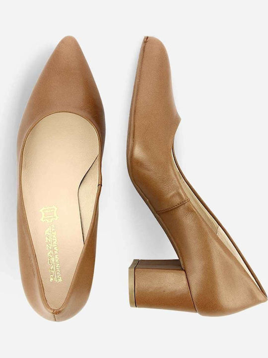 Anatomic Leather Pointed Toe Camel Medium Heels