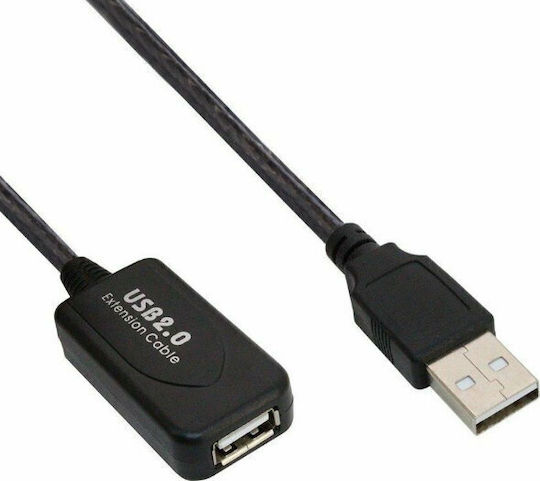 Powertech USB 2.0 Kabel USB-A-Stecker - USB-A-Buchse Schwarz 5m CAB-U039