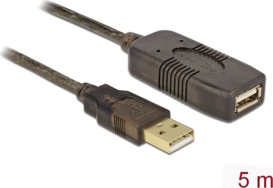 DeLock USB 2.0 Cable USB-A male - USB-A female Μαύρο 5m (82308)