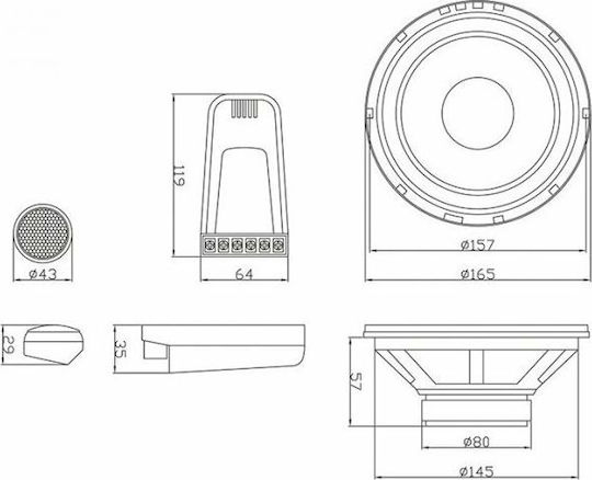 Blow VR-160 Σετ Ηχεία Αυτοκινήτου Διαιρούμενα 6.5" με 150W RMS (2 Δρόμων)