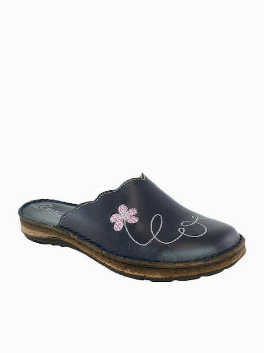 Anatomische Lederne Damen Hausschuhe Blau