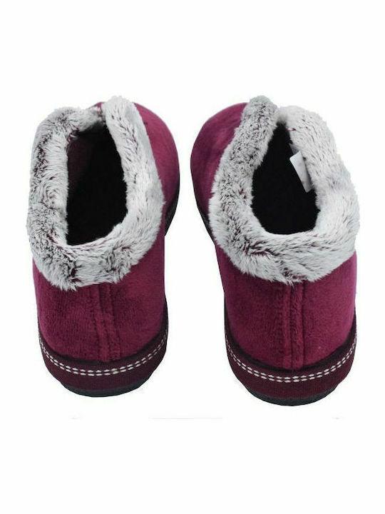 16003 Anatomical Women's Slippers with Fur Burgundy