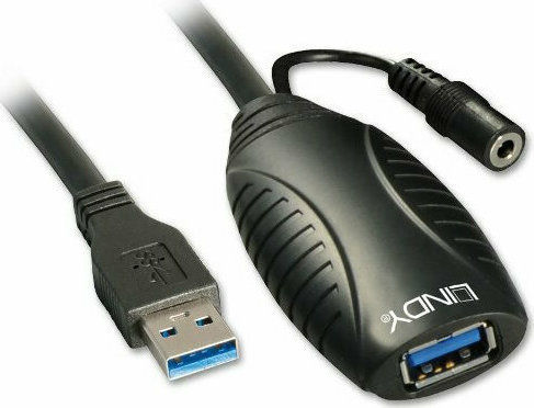 Lindy USB 3.0 Cable USB-A male - USB-A female Μαύρο 10m 43156
