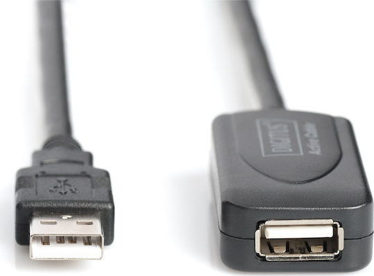 Digitus USB 2.0 Cablu USB-A - USB-A female Negru 20m DA-73102