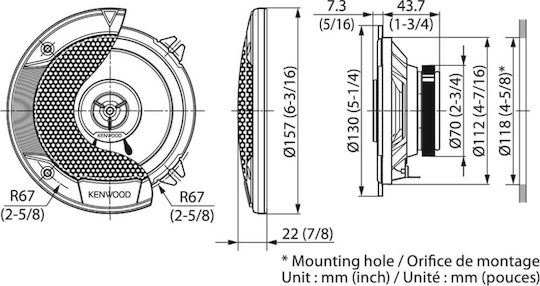 Kenwood KFC-S1366 Σετ Ηχεία Αυτοκινήτου 5" με 30W RMS (2 Δρόμων)