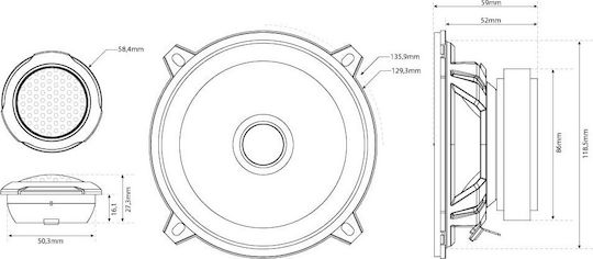 MTX Set Boxe Auto Difuzoare auto 5.25" cu 55W RMS (2 căi)