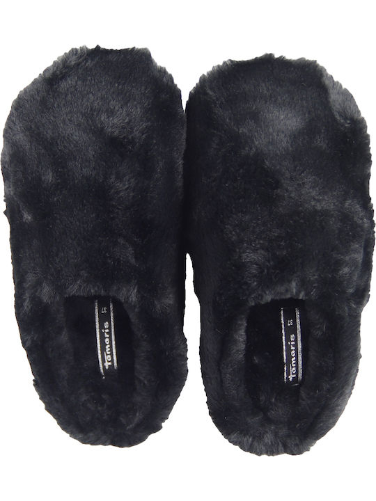 Winter Women's Slippers with Fur Black