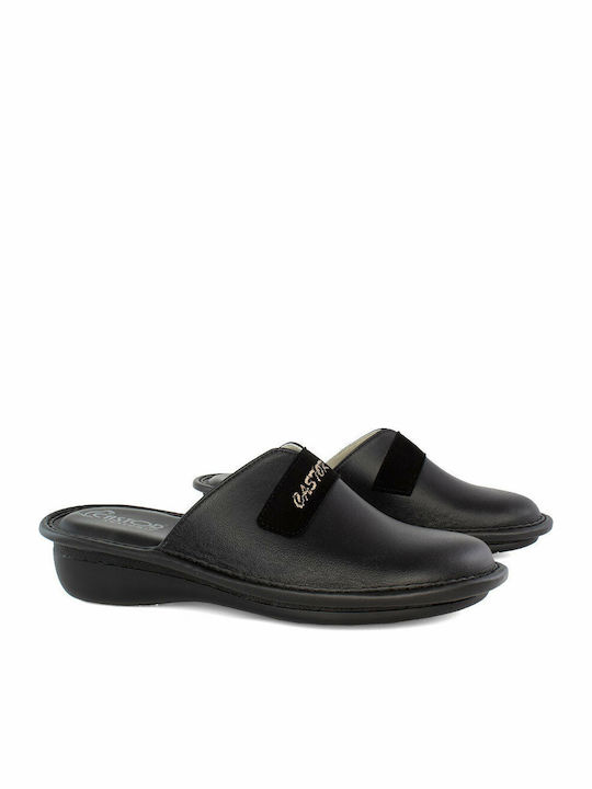 Anatomische Lederne Damen Hausschuhe Schwarze