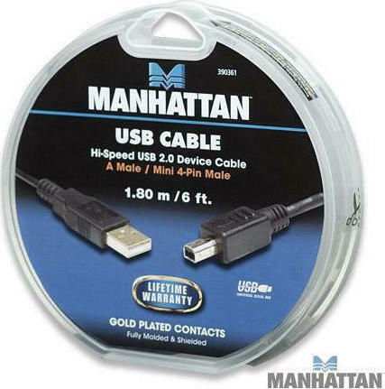 Manhattan 1.8m USB 2.0 Cable A-Male to mini A-Male (390361)
