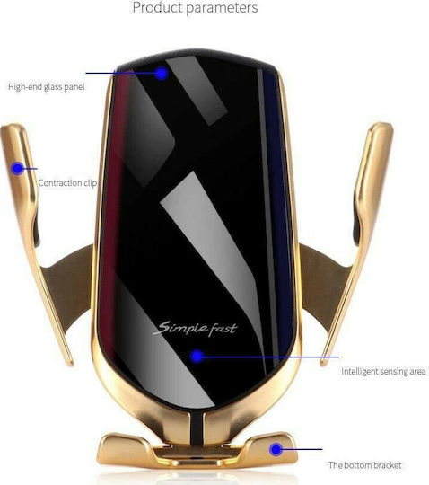 Smart Sensor R1 Auto Handyhalterung mit verstellbaren Haken und Kabelloses Laden Gold