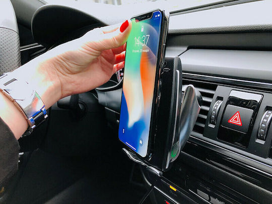 Rock Βάση Κινητού Αυτοκινήτου S5 Wireless Charging Mount με Ρυθμιζόμενα Άγκιστρα και Ασύρματη Φόρτιση