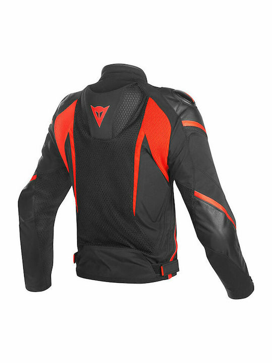 Dainese Super Rider D-Dry Sommer Herren Motorradjacke Wasserdicht Black / Red-Fluo