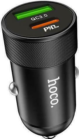 Hoco Z32B Geschwindigkeitssteigerung Handy-Autoladegerät 27W 4.5A Schnellladen mit Anschlüssen 1xUSB 1xType-C Gray Farbe