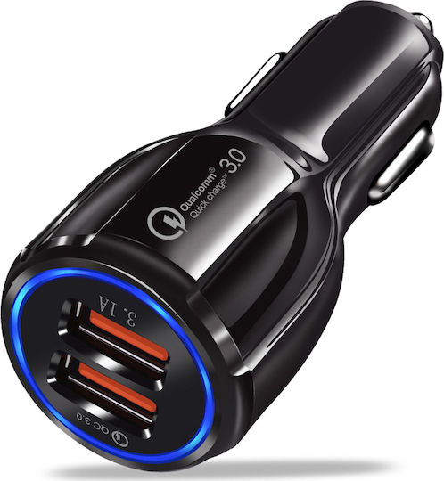 Lamtech Φορτιστής Αυτοκινήτου 30W 3.1A Γρήγορης Φόρτισης με Θύρες: 2xUSB Μαύρος