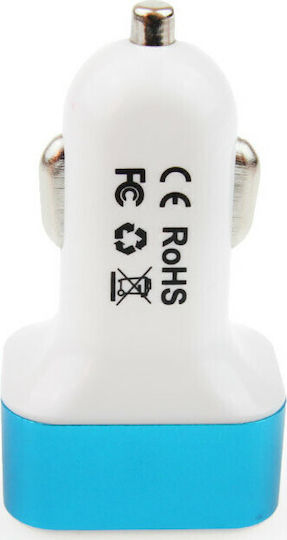Auto Gs Car Charger 3A with Ports: 2xUSB and Voltmeter White Color