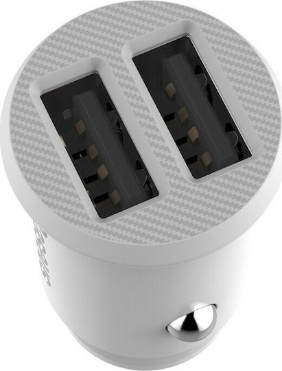 Baseus Grain Auto-Ladegerät 10.5W 3.1A mit Anschlüssen: 2xUSB Weiß Farbe