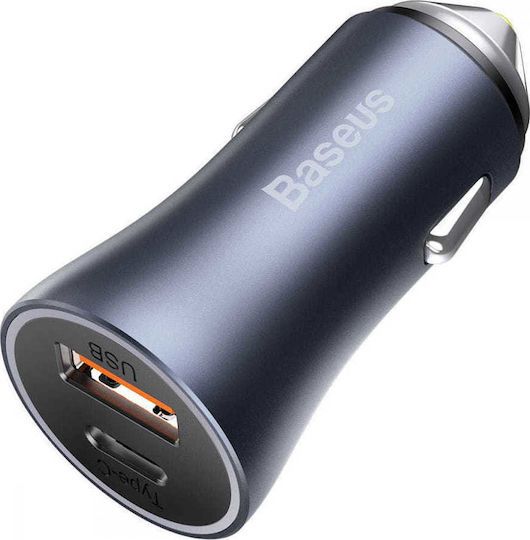 Baseus Car Charger 40W 3A Fast Charging with one Port: 1xUSB Gray Color