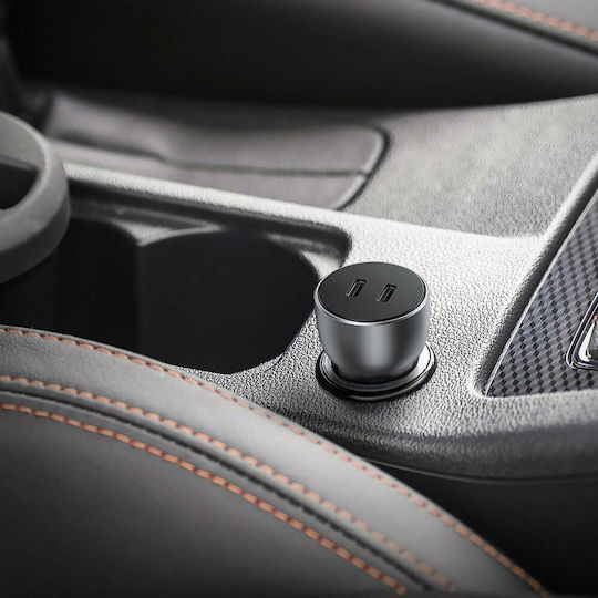 Ugreen Auto-Ladegerät 40W 3A Schnellladung mit Anschlüssen: 2xType-C Gray Farbe