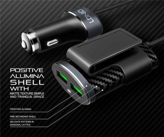 Ldnio C502 Car Charger 25.5W 5.1A with 4x USB-A Ports Black Color