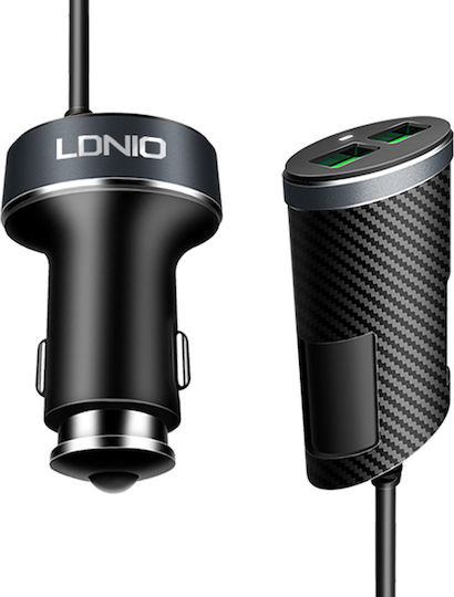Ldnio C502 Car Charger 25.5W 5.1A with 4x USB-A Ports Black Color