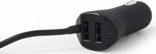 Energenie Car Charger 48W 9.6A with Ports: 4xUSB with Cable Embedded Black Color