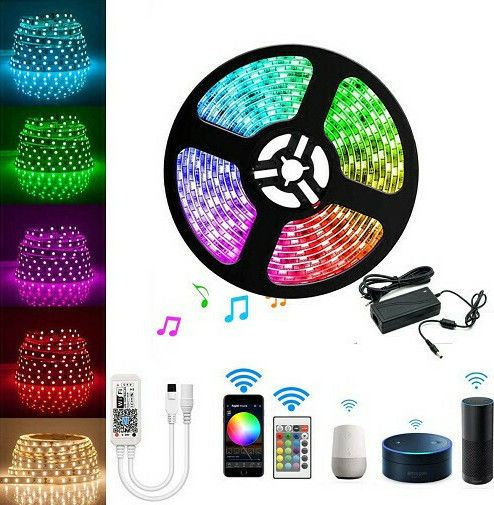 Andowl Smart Ταινία LED 12V RGB Φως 5m Τύπου SMD5050 με Τροφοδοτικό & Τηλεχειριστήριο