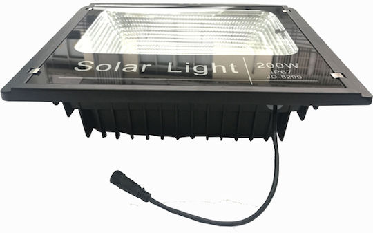 Foyu Στεγανός Ηλιακός Προβολέας LED 200W Ψυχρό Λευκό 6000K με Τηλεχειριστήριο IP67