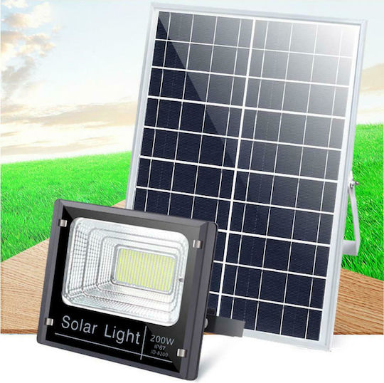 Foyu Στεγανός Ηλιακός Προβολέας LED 200W Ψυχρό Λευκό 6000K με Τηλεχειριστήριο IP67