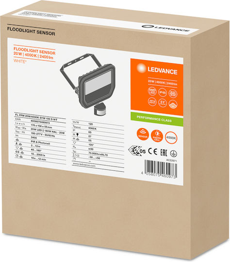 Ledvance Waterproof LED Flood Light 20W Natural White 4000K with Motion Sensor IP65