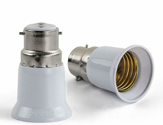 GloboStar Socket Adapter from B22 to E27 in White color Set 1pcs 02227