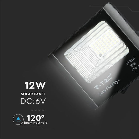 V-TAC Στεγανός Ηλιακός Προβολέας LED 12W Φυσικό Λευκό 4000K με Τηλεχειριστήριο IP65